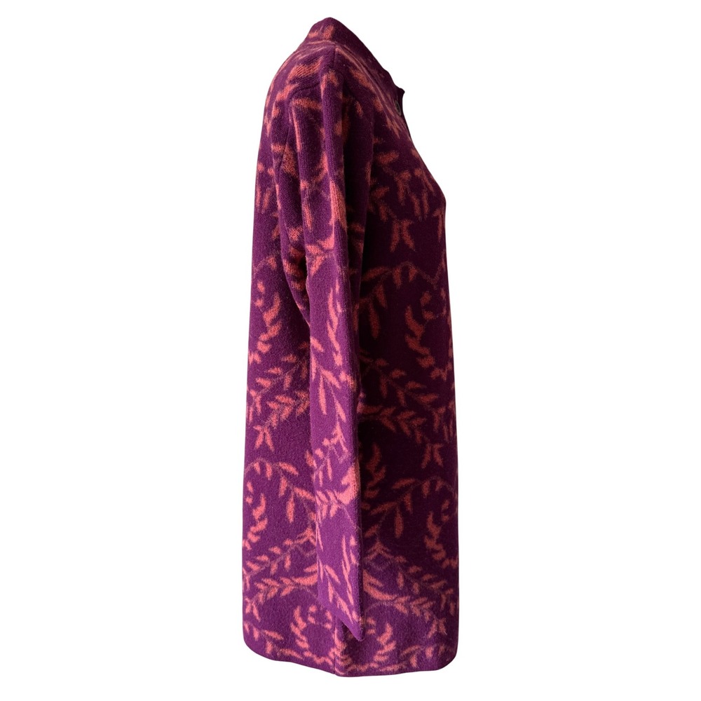 Sundance Cardigan Coat Merino Wool Blend Button Front Jacquard Purple Pink Large - Picture 4 of 8